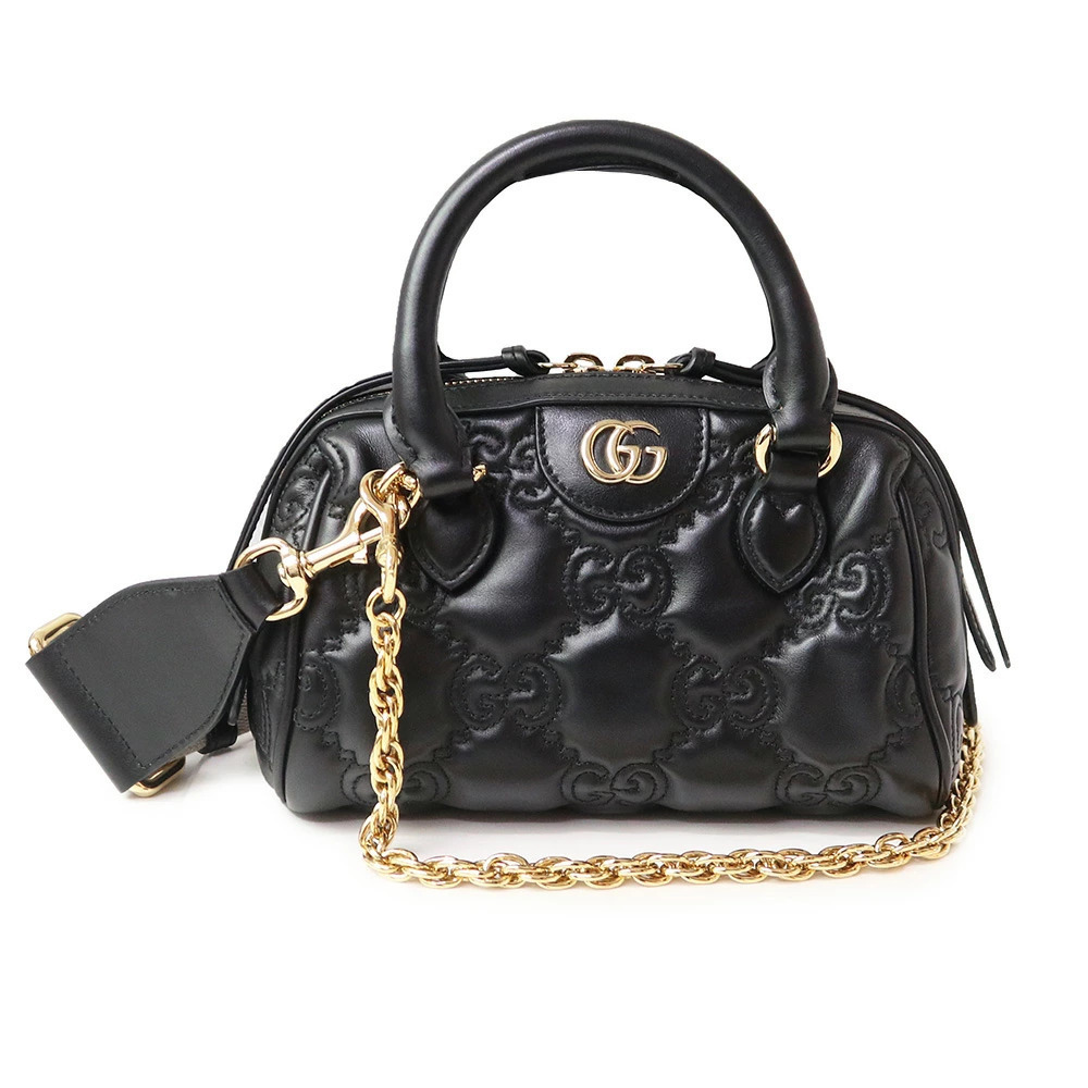 Gucci GG Matelasse Leather Bag Chain Crossbody Black